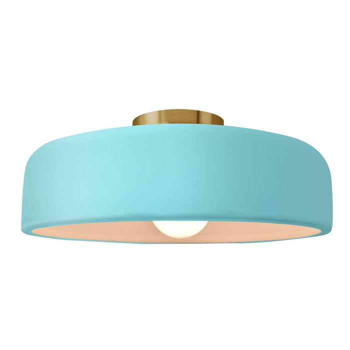 Justice Designs CER-6345-RFPL-BRSS One Light Semi-Flush Mount, Reflecting Pool