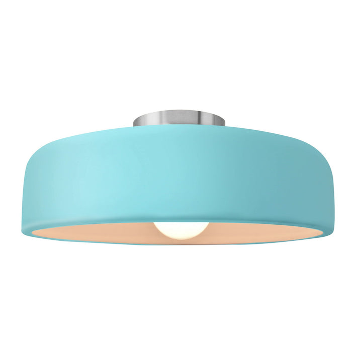 Justice Designs CER-6345-RFPL-NCKL One Light Semi-Flush Mount, Reflecting Pool