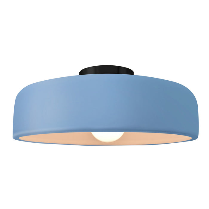 Justice Designs CER-6345-SKBL-MBLK One Light Semi-Flush Mount, Sky Blue
