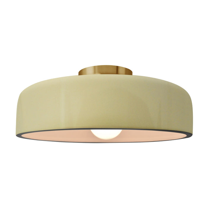 Justice Designs CER-6345-VAN-BRSS One Light Semi-Flush Mount, Vanilla (Gloss)