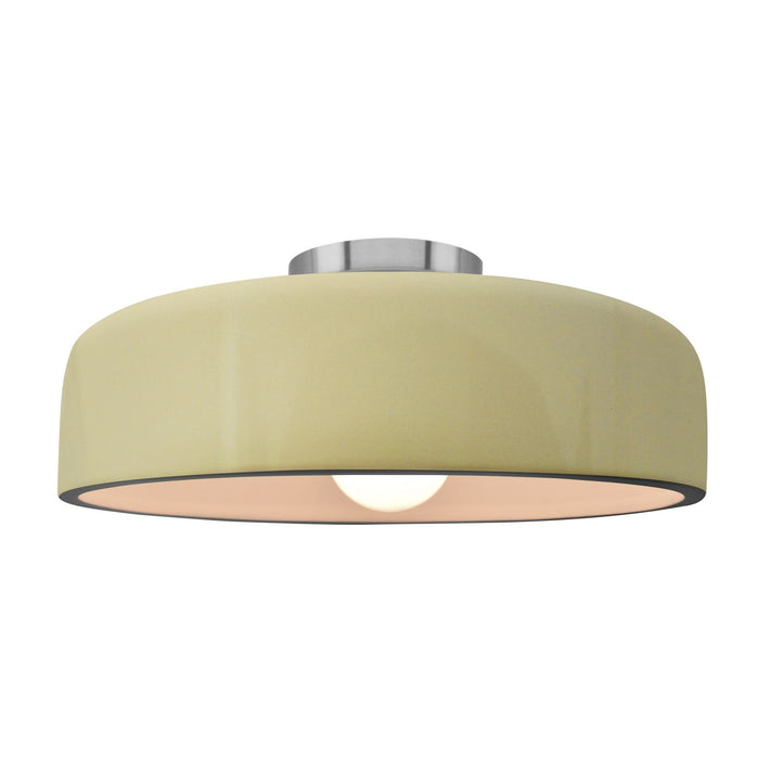 Justice Designs CER-6345-VAN-NCKL One Light Semi-Flush Mount, Vanilla (Gloss)