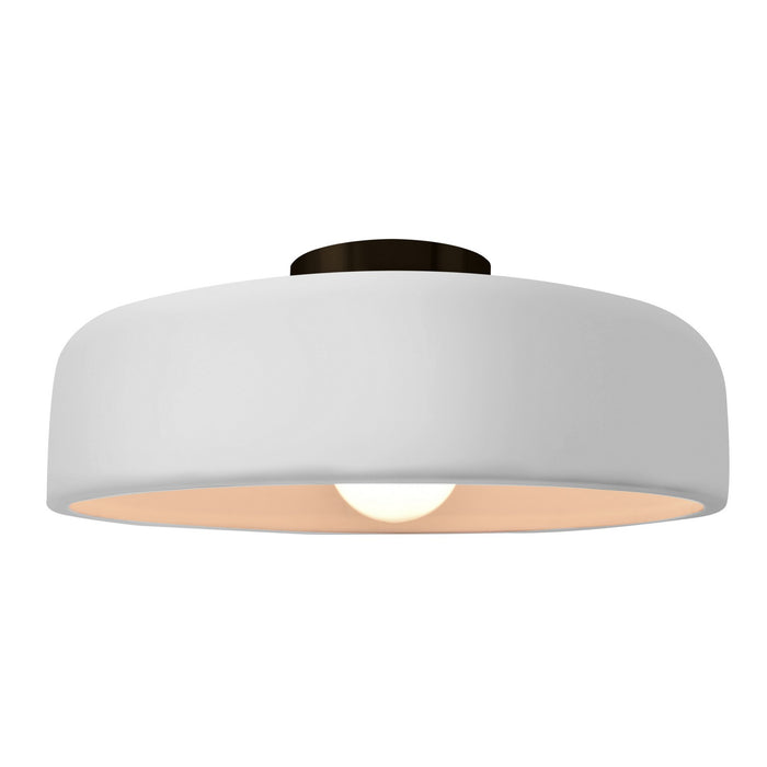 Justice Designs CER-6345-WHT-MBLK One Light Semi-Flush Mount, Gloss White
