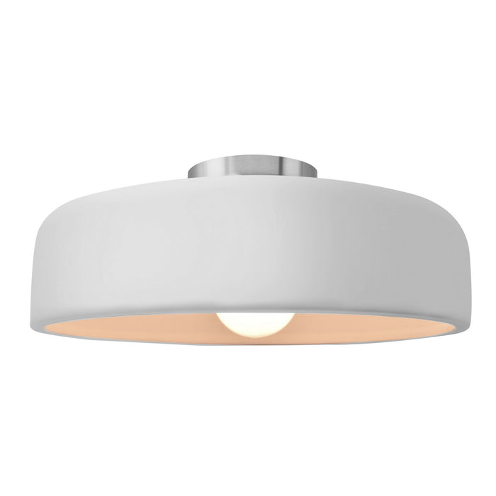 Justice Designs CER-6345-WHT-NCKL One Light Semi-Flush Mount, Gloss White