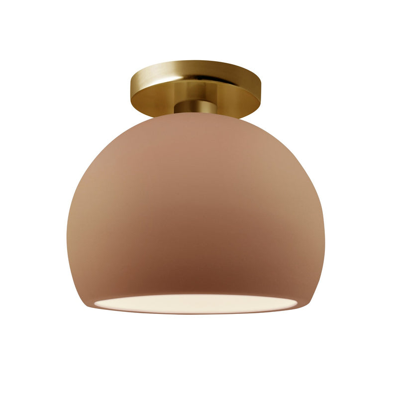 Justice Designs CER-6350-ADOB-BRSS One Light Semi-Flush Mount, Adobe
