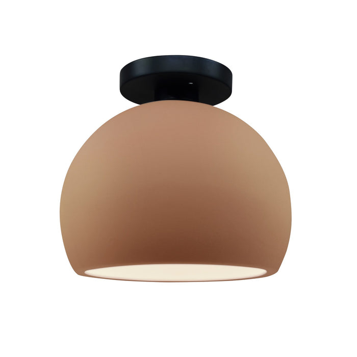 Justice Designs CER-6350-ADOB-MBLK One Light Semi-Flush Mount, Adobe