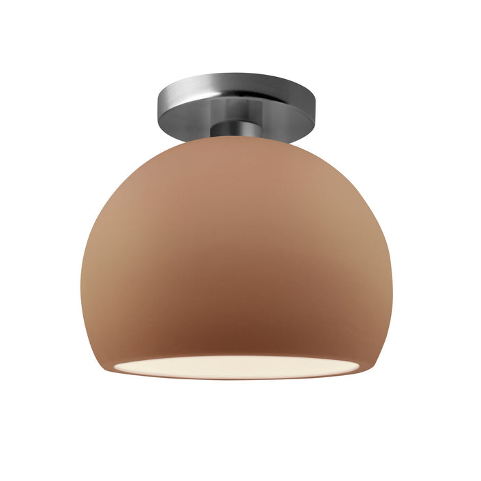 Justice Designs CER-6350-ADOB-NCKL One Light Semi-Flush Mount, Adobe