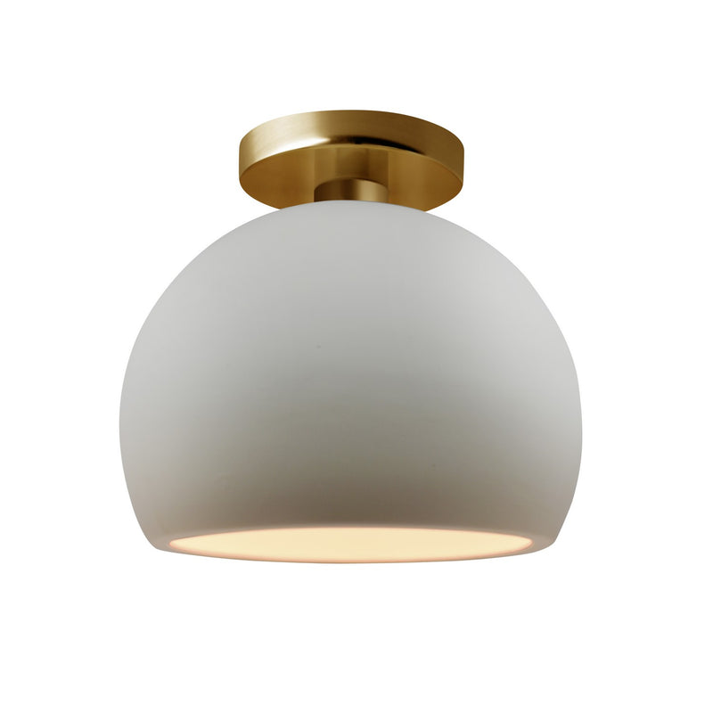 Justice Designs CER-6350-BIS-BRSS One Light Semi-Flush Mount, Bisque