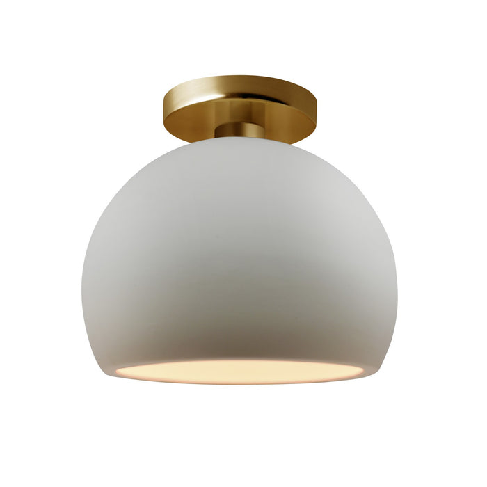 Justice Designs CER-6350-BIS-BRSS One Light Semi-Flush Mount, Bisque