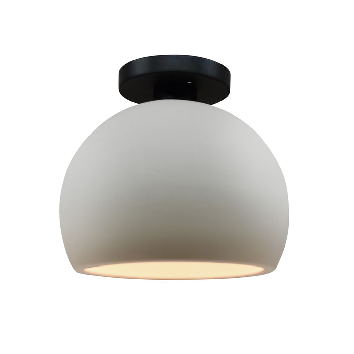 Justice Designs CER-6350-BIS-MBLK One Light Semi-Flush Mount, Bisque