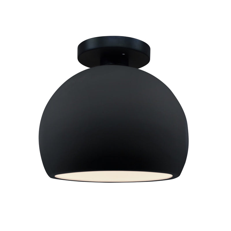 Justice Designs CER-6350-BKMT-MBLK One Light Semi-Flush Mount, Gloss Black w/ Matte White