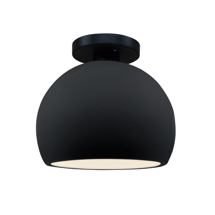 Justice Designs CER-6350-BLK-MBLK One Light Semi-Flush Mount, Gloss Black