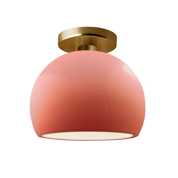 Justice Designs CER-6350-BSH-BRSS One Light Semi-Flush Mount, Gloss Blush