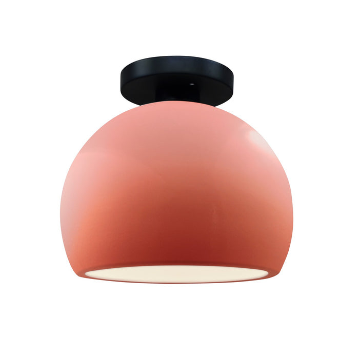 Justice Designs CER-6350-BSH-MBLK One Light Semi-Flush Mount, Gloss Blush