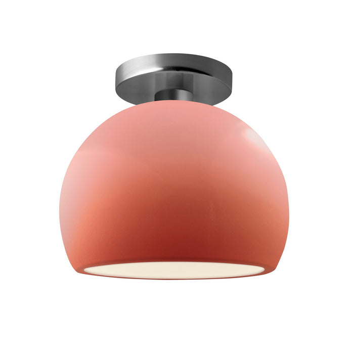 Justice Designs CER-6350-BSH-NCKL One Light Semi-Flush Mount, Gloss Blush
