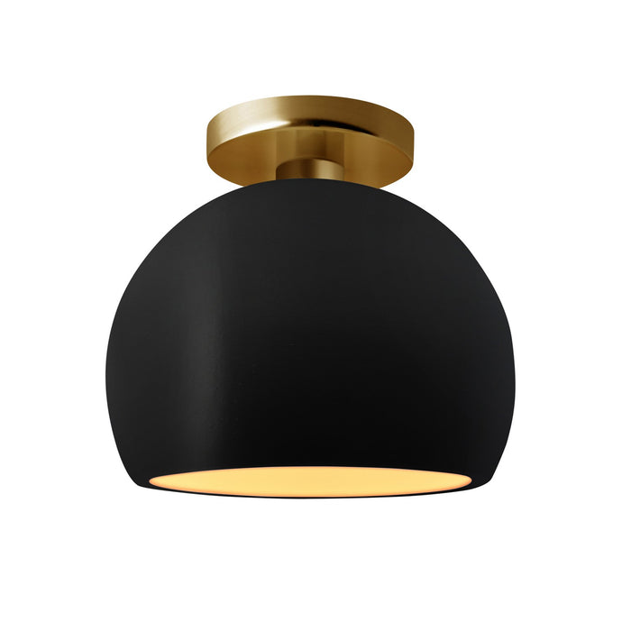 Justice Designs CER-6350-CBGD-BRSS One Light Semi-Flush Mount, Carbon Matte Black w/ Champagne Gold