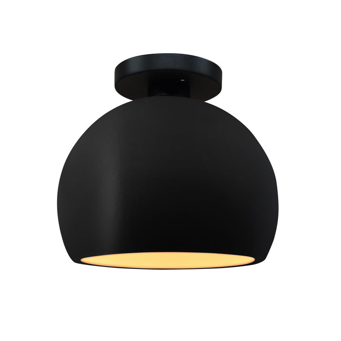 Justice Designs CER-6350-CBGD-MBLK One Light Semi-Flush Mount, Carbon Matte Black w/ Champagne Gold