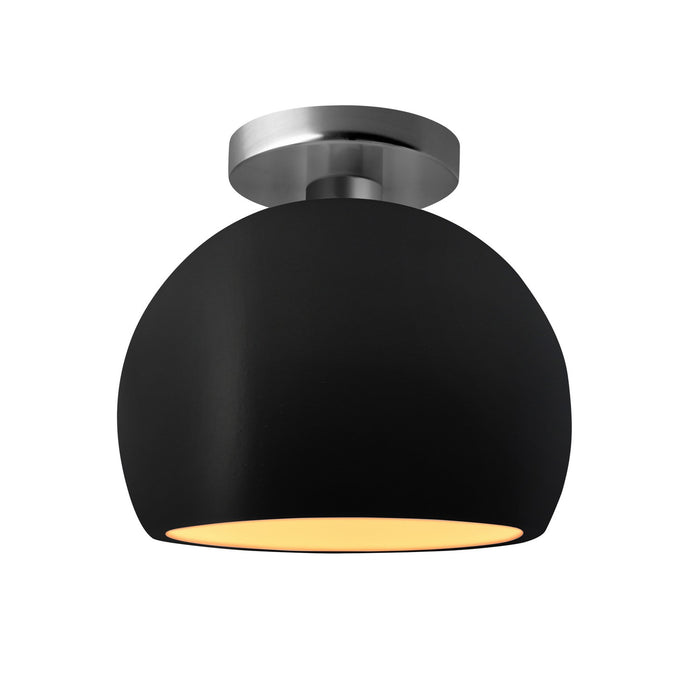 Justice Designs CER-6350-CBGD-NCKL One Light Semi-Flush Mount, Carbon Matte Black w/ Champagne Gold