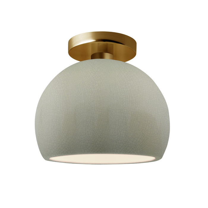 Justice Designs CER-6350-CKC-BRSS One Light Semi-Flush Mount, Celadon Green Crackle