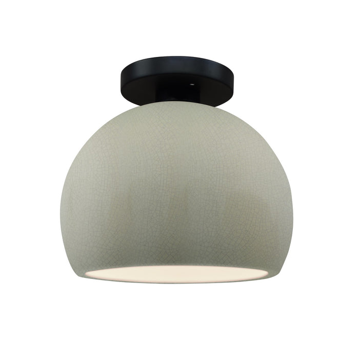 Justice Designs CER-6350-CKC-MBLK One Light Semi-Flush Mount, Celadon Green Crackle