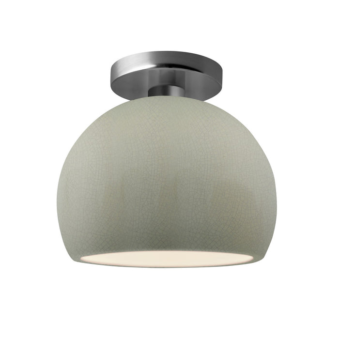 Justice Designs CER-6350-CKC-NCKL One Light Semi-Flush Mount, Celadon Green Crackle