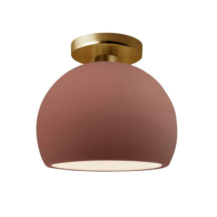 Justice Designs CER-6350-CLAY-BRSS One Light Semi-Flush Mount, Canyon Clay