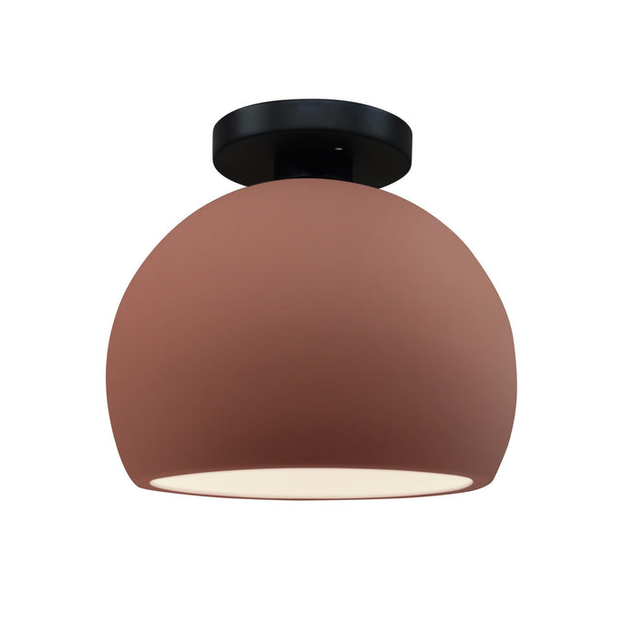 Justice Designs CER-6350-CLAY-MBLK One Light Semi-Flush Mount, Canyon Clay