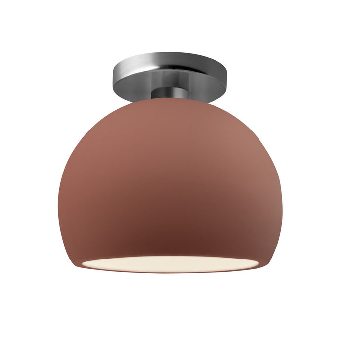 Justice Designs CER-6350-CLAY-NCKL One Light Semi-Flush Mount, Canyon Clay