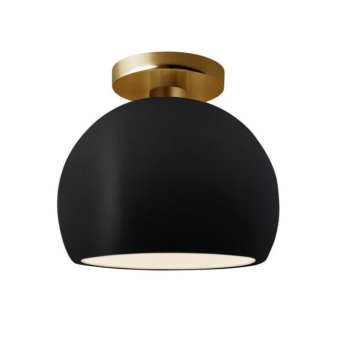 Justice Designs CER-6350-CRB-BRSS One Light Semi-Flush Mount, Carbon - Matte Black