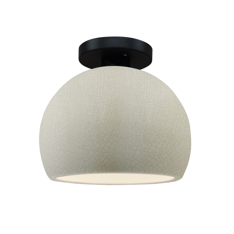 Justice Designs CER-6350-CRK-MBLK One Light Semi-Flush Mount, White Crackle