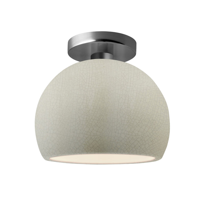 Justice Designs CER-6350-CRK-NCKL One Light Semi-Flush Mount, White Crackle