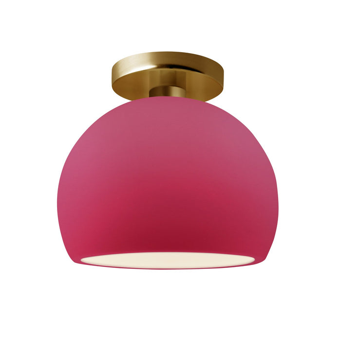 Justice Designs CER-6350-CRSE-BRSS One Light Semi-Flush Mount, Cerise
