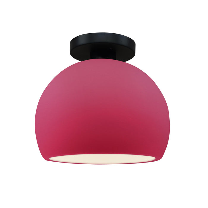 Justice Designs CER-6350-CRSE-MBLK One Light Semi-Flush Mount, Cerise