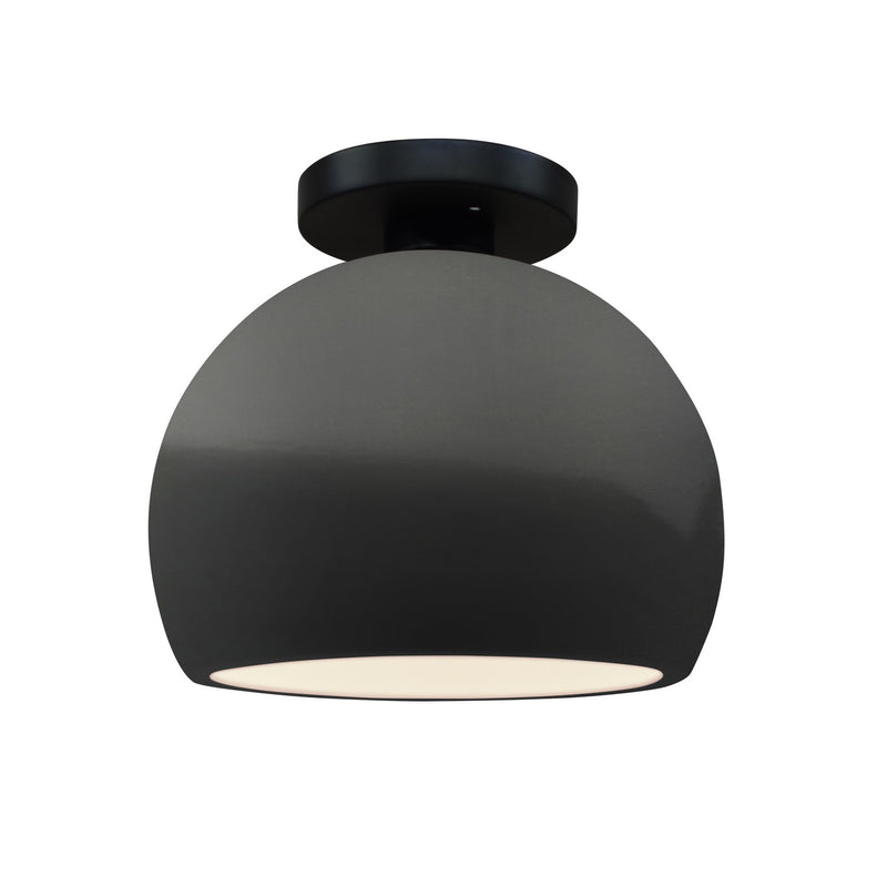 Justice Designs CER-6350-GRY-MBLK One Light Semi-Flush Mount, Gloss Grey