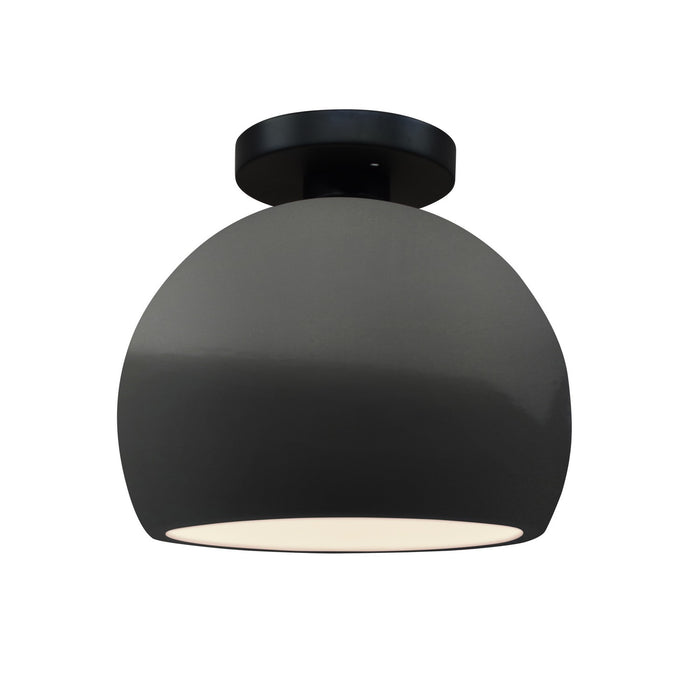 Justice Designs CER-6350-GRY-MBLK One Light Semi-Flush Mount, Gloss Grey