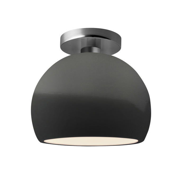 Justice Designs CER-6350-GRY-NCKL One Light Semi-Flush Mount, Gloss Grey