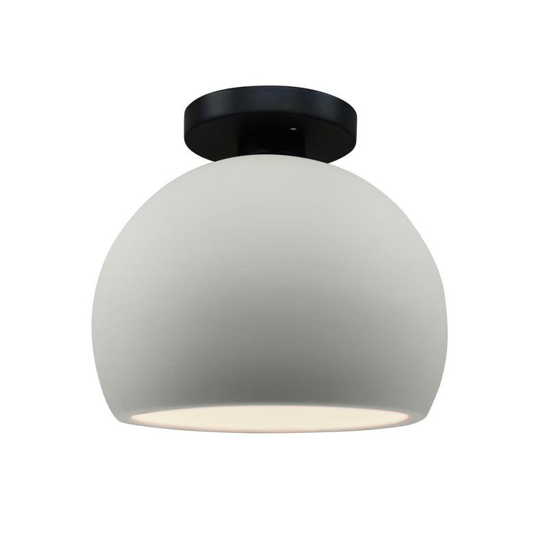 Justice Designs CER-6350-MAT-MBLK One Light Semi-Flush Mount, Matte White