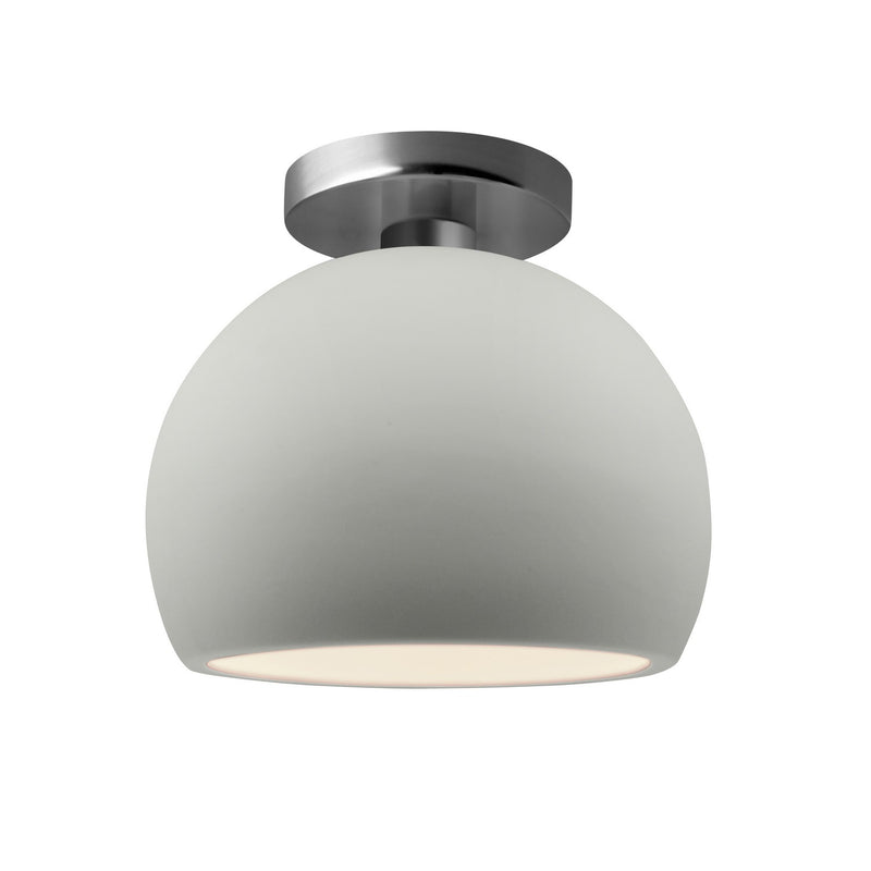 Justice Designs CER-6350-MAT-NCKL One Light Semi-Flush Mount, Matte White
