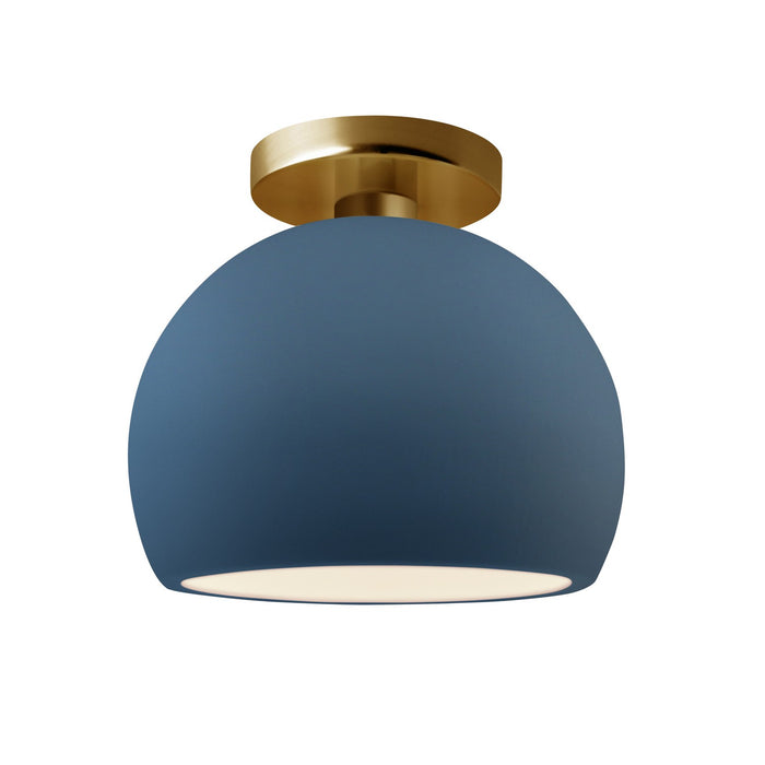 Justice Designs CER-6350-MDMT-BRSS One Light Semi-Flush Mount, Midnight Sky w/ Matte White