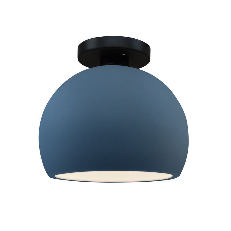 Justice Designs CER-6350-MDMT-MBLK One Light Semi-Flush Mount, Midnight Sky w/ Matte White