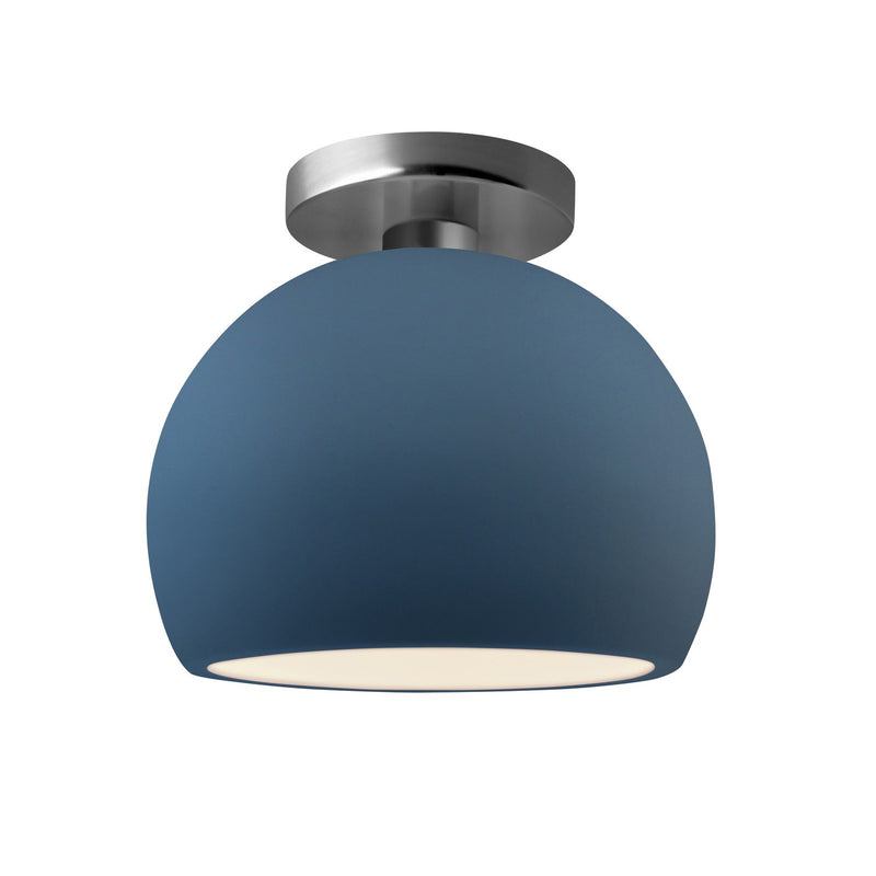 Justice Designs CER-6350-MDMT-NCKL One Light Semi-Flush Mount, Midnight Sky w/ Matte White