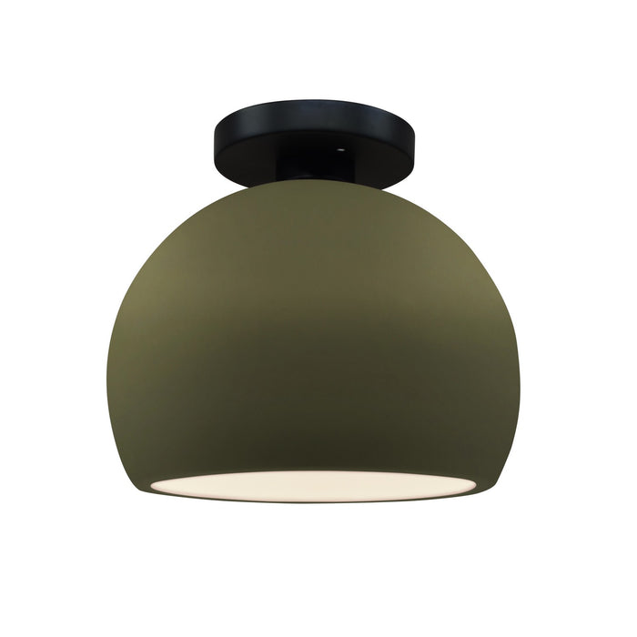 Justice Designs CER-6350-MGRN-MBLK One Light Semi-Flush Mount, Matte Green