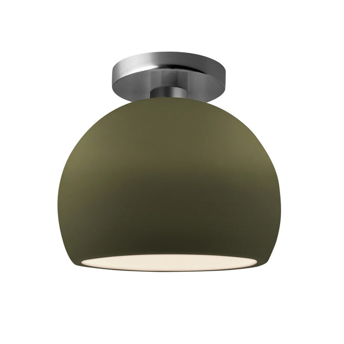 Justice Designs CER-6350-MGRN-NCKL One Light Semi-Flush Mount, Matte Green
