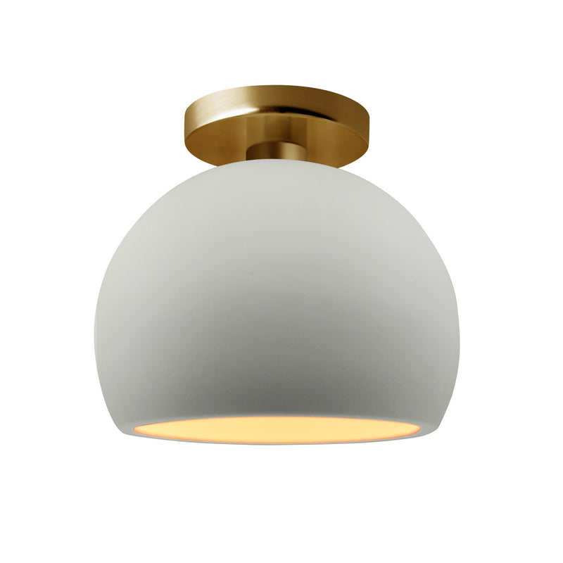 Justice Designs CER-6350-MTGD-BRSS One Light Semi-Flush Mount, Matte White w/ Champagne Gold