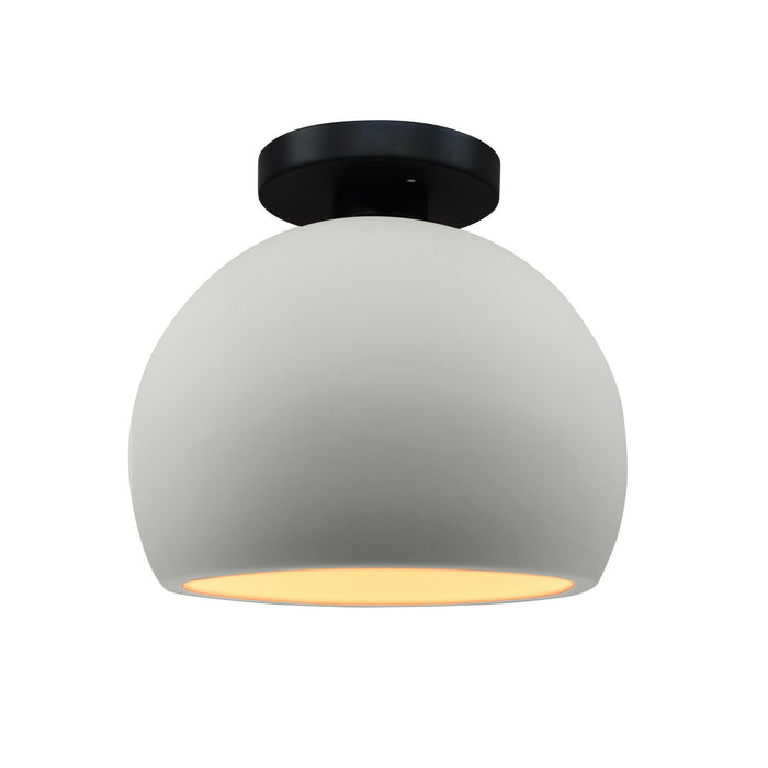 Justice Designs CER-6350-MTGD-MBLK One Light Semi-Flush Mount, Matte White w/ Champagne Gold