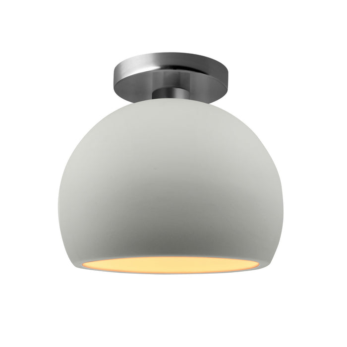 Justice Designs CER-6350-MTGD-NCKL One Light Semi-Flush Mount, Matte White w/ Champagne Gold