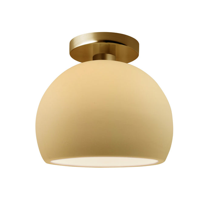 Justice Designs CER-6350-MYLW-BRSS One Light Semi-Flush Mount, Muted Yellow