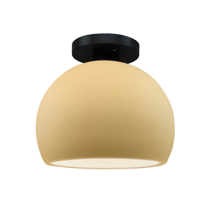 Justice Designs CER-6350-MYLW-MBLK One Light Semi-Flush Mount, Muted Yellow