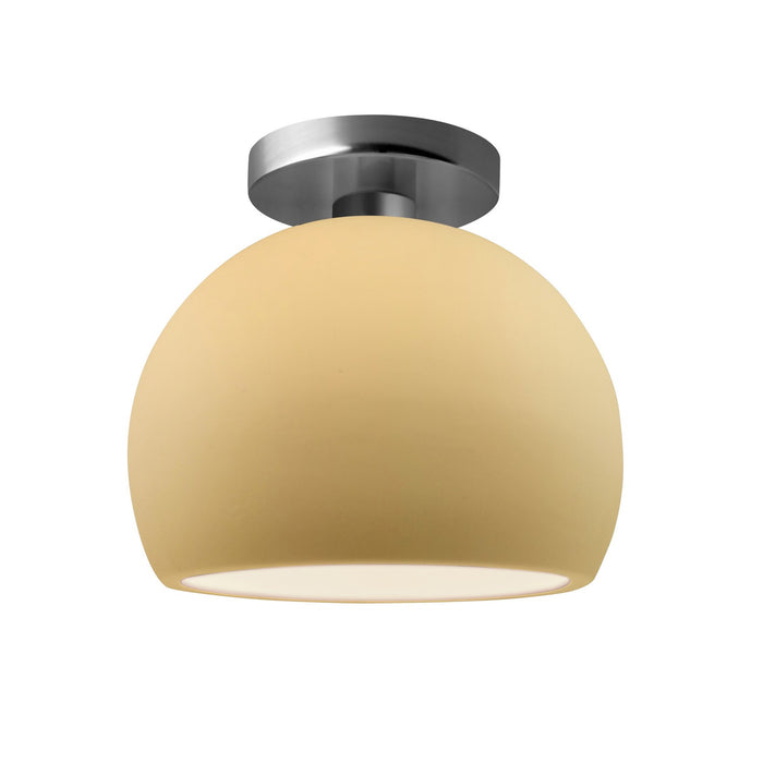 Justice Designs CER-6350-MYLW-NCKL One Light Semi-Flush Mount, Muted Yellow