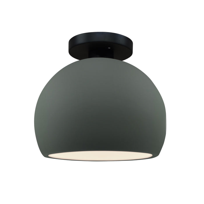 Justice Designs CER-6350-PWGN-MBLK One Light Semi-Flush Mount, Pewter Green