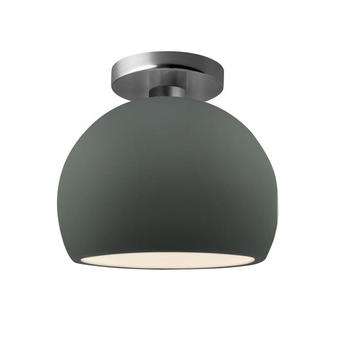 Justice Designs CER-6350-PWGN-NCKL One Light Semi-Flush Mount, Pewter Green